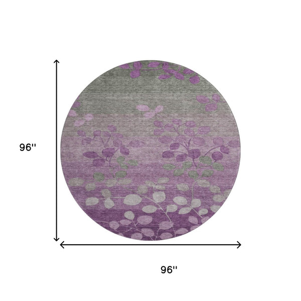 HomeRoots 8' X 10' Purple And Gray Floral Area Rug - Stylish, Washable, UV-Protected for Busy Homes & Kids! 707513