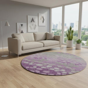 HomeRoots 8' X 10' Purple And Gray Floral Area Rug - Stylish, Washable, UV-Protected for Busy Homes & Kids! 707513