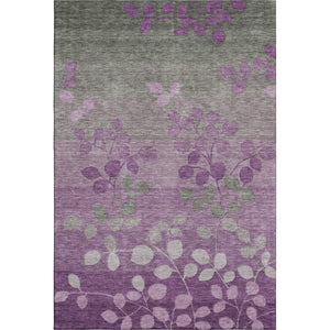 HomeRoots 9' X 12' Purple and Gray Floral Area Rug - Durable, Washable with UV Protection for Busy Homes! 707514