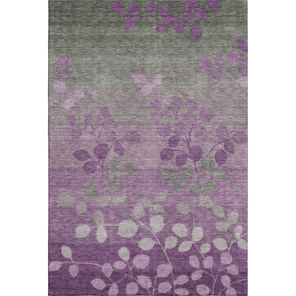 HomeRoots 9' X 12' Purple and Gray Floral Area Rug - Durable, Washable with UV Protection for Busy Homes! 707514