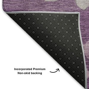 HomeRoots 9' X 12' Purple and Gray Floral Area Rug - Durable, Washable with UV Protection for Busy Homes! 707514