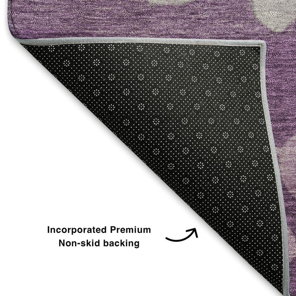 HomeRoots 9' X 12' Purple and Gray Floral Area Rug - Durable, Washable with UV Protection for Busy Homes! 707514