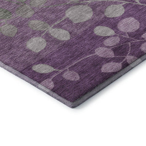 HomeRoots 9' X 12' Purple and Gray Floral Area Rug - Durable, Washable with UV Protection for Busy Homes! 707514