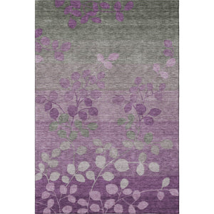 HomeRoots 9' X 12' Purple and Gray Floral Area Rug - Durable, Washable with UV Protection for Busy Homes! 707514