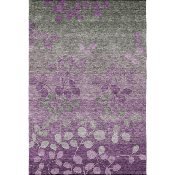 HomeRoots 9' X 12' Purple and Gray Floral Area Rug - Durable, Washable with UV Protection for Busy Homes! 707514