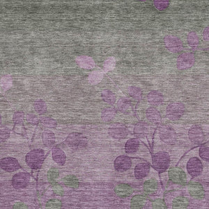 HomeRoots 10' X 14' Floral Area Rug in Purple and Gray - Washable, UV-Protected, Non-Slip for Stylish Comfort 707515
