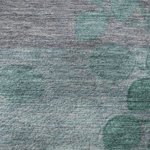 HomeRoots 8' X 10' Stylish Teal and Gray Floral Washable Area Rug with UV Protection for Modern Living Spaces 707519