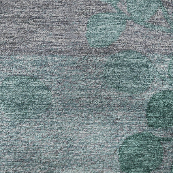 HomeRoots 8' X 10' Stylish Teal and Gray Floral Washable Area Rug with UV Protection for Modern Living Spaces 707519