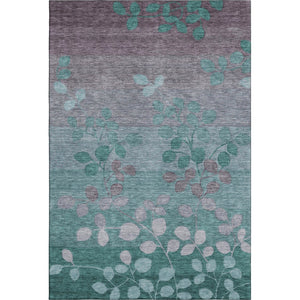 HomeRoots 9' X 12' Teal & Gray Floral Washable Area Rug with UV Protection - Durable, Stain Resistant & Stylish! 707520