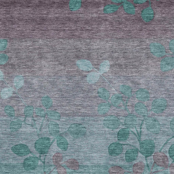 HomeRoots 10' X 14' Teal and Gray Floral Area Rug - Washable, UV-Protected, Kid & Pet-Friendly Design for Homes 707521