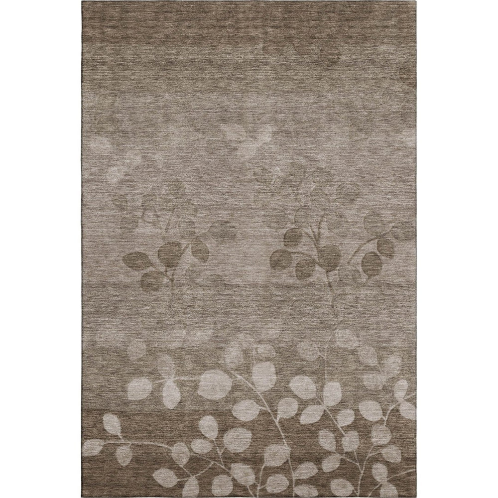 HomeRoots 5' X 8' Floral Washable Area Rug in Taupe & Beige - Durable, UV Protected, Ideal for Busy Homes 707523