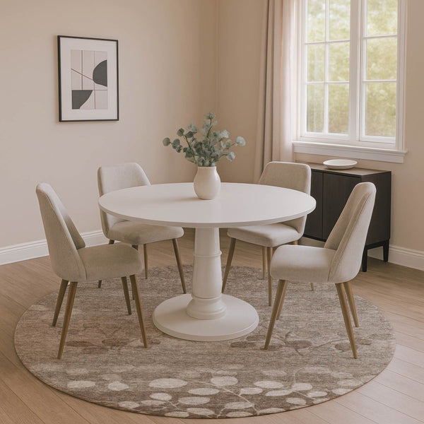HomeRoots 8' X 10' Taupe And Beige Floral Washable Area Rug – Durable, UV Protected, Perfect for High-Traffic Spaces! 707525
