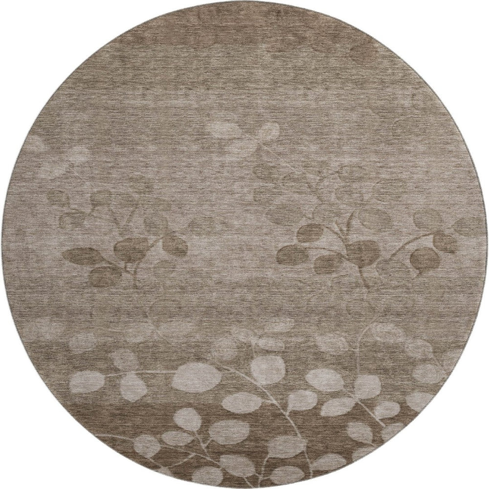 HomeRoots 8' X 10' Taupe And Beige Floral Washable Area Rug – Durable, UV Protected, Perfect for High-Traffic Spaces! 707525