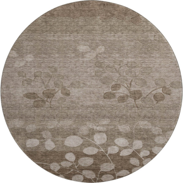 HomeRoots 8' X 10' Taupe And Beige Floral Washable Area Rug – Durable, UV Protected, Perfect for High-Traffic Spaces! 707525