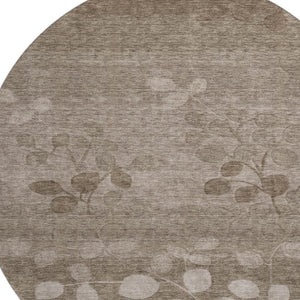 HomeRoots 8' X 10' Taupe And Beige Floral Washable Area Rug – Durable, UV Protected, Perfect for High-Traffic Spaces! 707525
