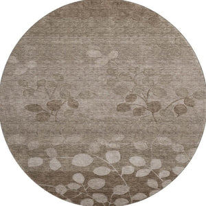 HomeRoots 8' X 10' Taupe And Beige Floral Washable Area Rug – Durable, UV Protected, Perfect for High-Traffic Spaces! 707525