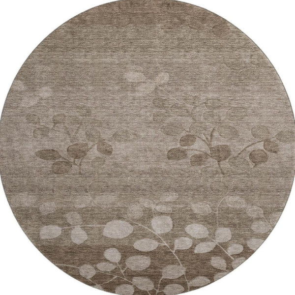 HomeRoots 8' X 10' Taupe And Beige Floral Washable Area Rug – Durable, UV Protected, Perfect for High-Traffic Spaces! 707525