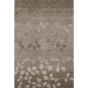 HomeRoots 10' X 14' Floral Washable Area Rug in Taupe and Beige - Durable, UV-Protected for Busy Homes! 707527