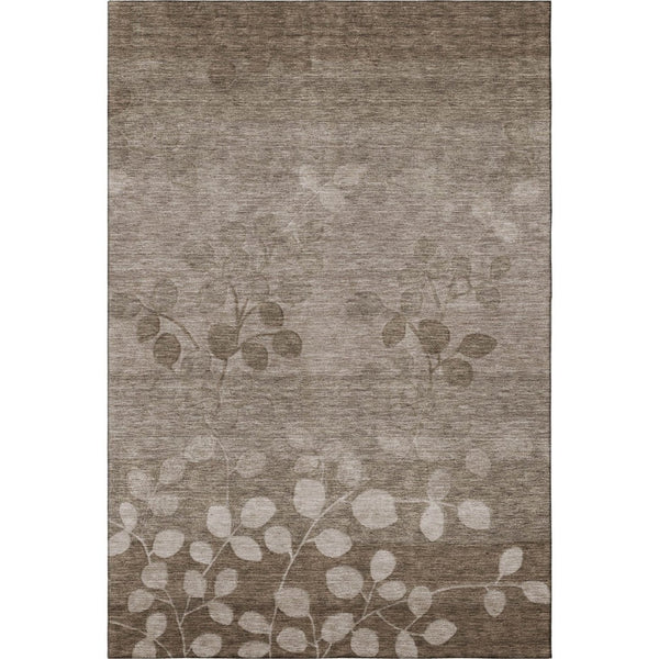 HomeRoots 10' X 14' Floral Washable Area Rug in Taupe and Beige - Durable, UV-Protected for Busy Homes! 707527