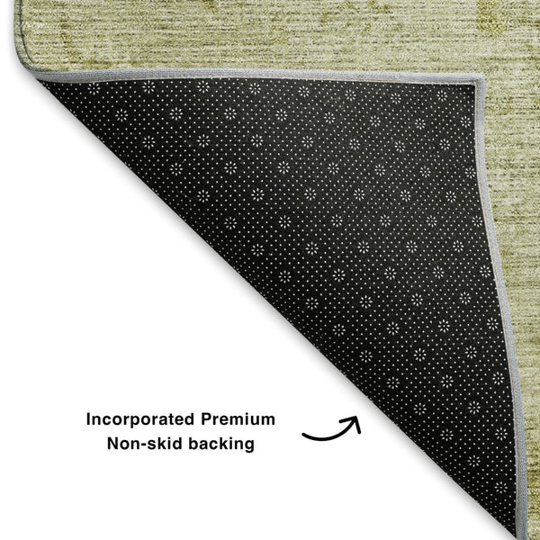 HomeRoots 8' X 10' Artichoke Green Abstract Washable Area Rug with UV Protection for Busy Homes & Style 707531