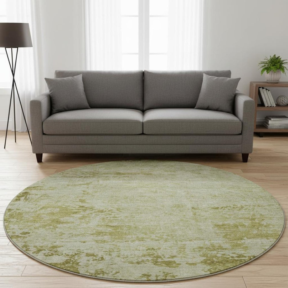 HomeRoots 8' X 10' Artichoke Green Abstract Washable Area Rug with UV Protection for Busy Homes & Style 707531
