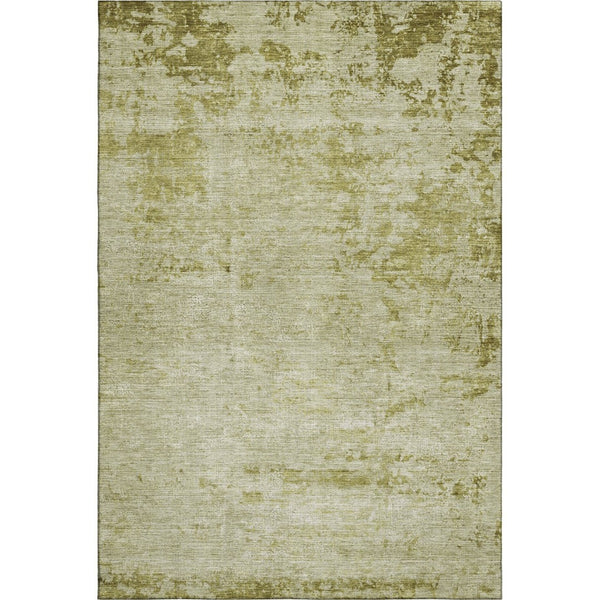 HomeRoots 9' X 12' Artichoke Green Abstract Washable Area Rug with UV Protection for Modern Living Spaces 707532