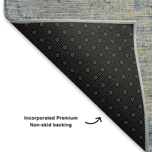 HomeRoots 5' X 8' Navy Blue & Beige Abstract Washable Area Rug - UV Protected, Stain Resistant, Modern Style 707535