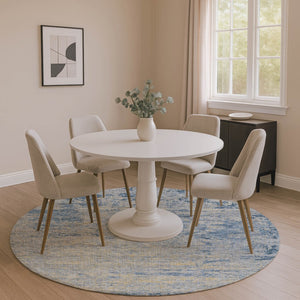 HomeRoots 8' X 10' Navy Blue & Beige Abstract Washable Area Rug – Durable, Stylish, UV-Protected for Homes 707537