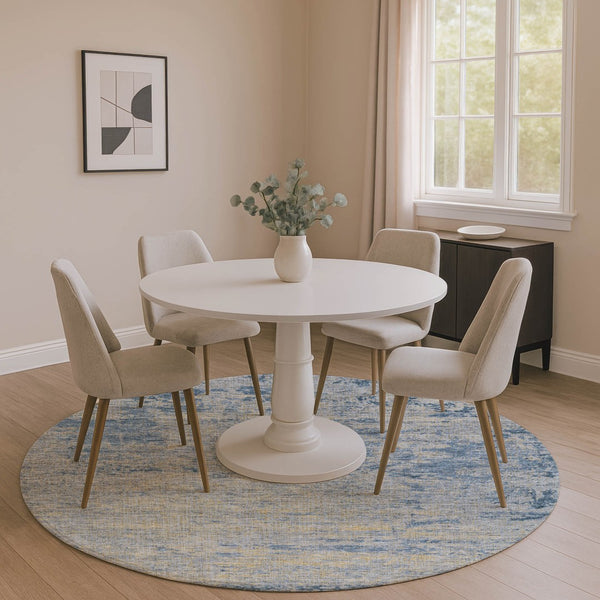 HomeRoots 8' X 10' Navy Blue & Beige Abstract Washable Area Rug – Durable, Stylish, UV-Protected for Homes 707537