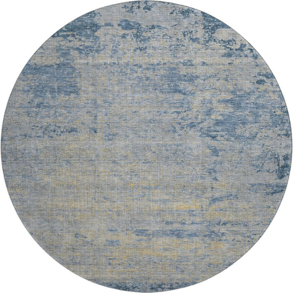 HomeRoots 8' X 10' Navy Blue & Beige Abstract Washable Area Rug – Durable, Stylish, UV-Protected for Homes 707537