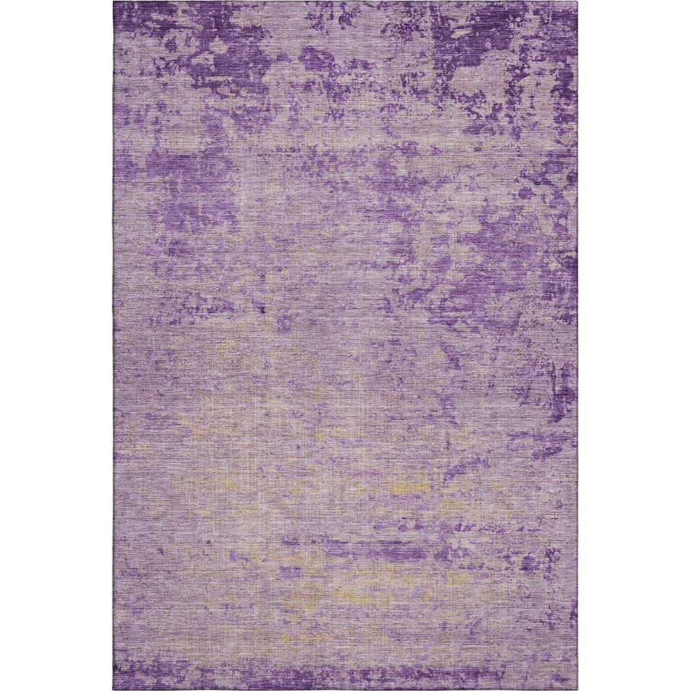 HomeRoots 5' X 8' Purple and Beige Abstract Area Rug - Washable, UV-Protected, Non-Slip for Family Spaces 707541