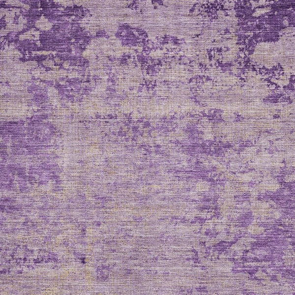 HomeRoots 8' Modern Purple and Beige Abstract Washable Round Rug with UV Protection for Stylish Durability 707542