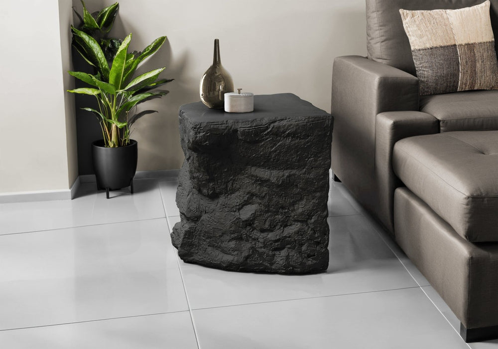 English Elm Accent Table Rock Sculpted Magnesium Oxide Matte Black Indoor Outdoor Side B2710P461685