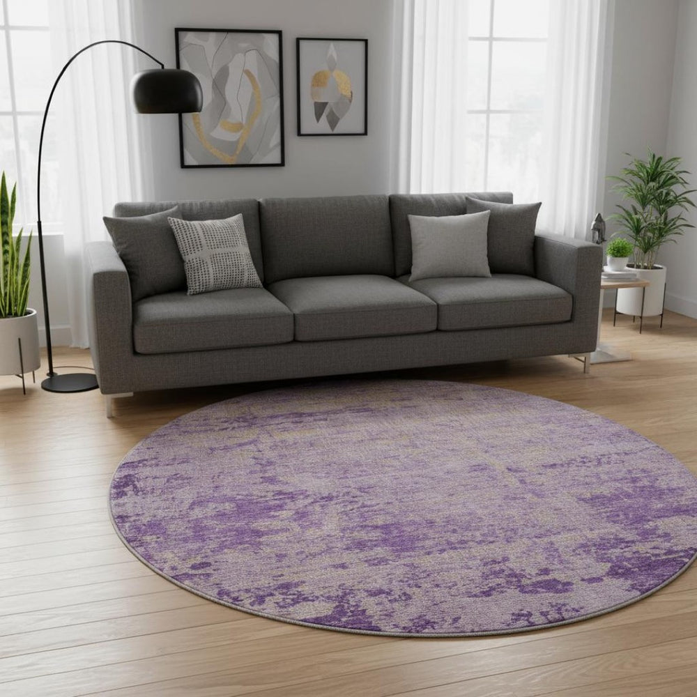 HomeRoots 8' X 10' Purple And Beige Abstract Area Rug - Stylish, Washable, UV Protected for Modern Living Spaces 707543