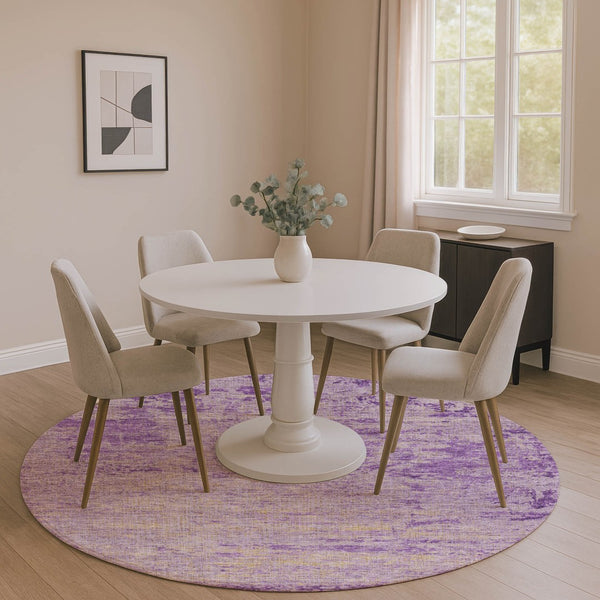 HomeRoots 8' X 10' Purple And Beige Abstract Area Rug - Stylish, Washable, UV Protected for Modern Living Spaces 707543