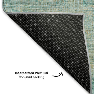 HomeRoots 5' X 8' Teal And Beige Abstract Area Rug - Stylish, Washable, UV-Protected for High-Traffic Homes 707547