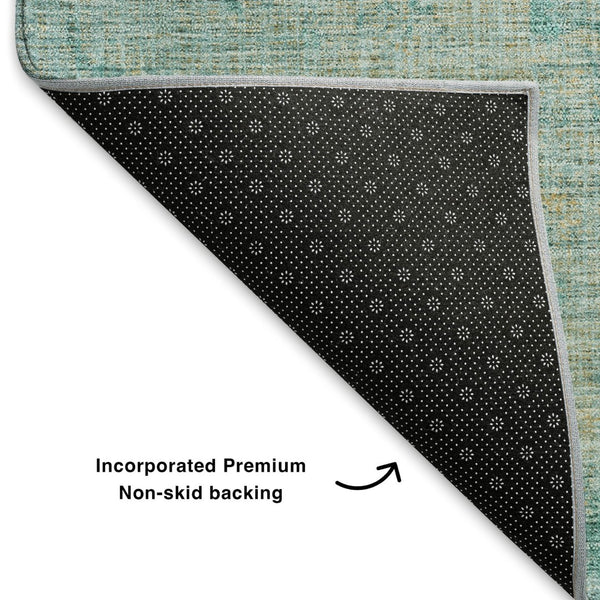 HomeRoots 5' X 8' Teal And Beige Abstract Area Rug - Stylish, Washable, UV-Protected for High-Traffic Homes 707547