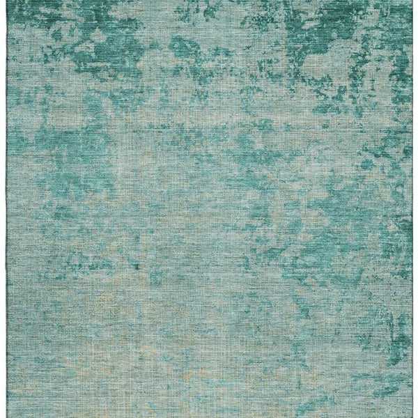 HomeRoots 5' X 8' Teal And Beige Abstract Area Rug - Stylish, Washable, UV-Protected for High-Traffic Homes 707547
