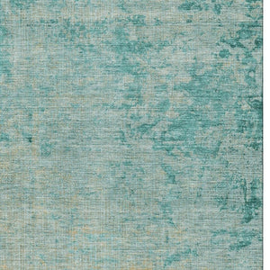 HomeRoots 8' Teal And Beige Abstract Round Rug – Washable, UV Protected, Stain-Resistant for Modern Spaces 707548