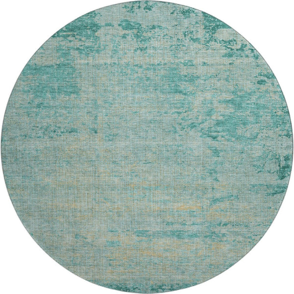 HomeRoots 8' X 10' Stylish Teal and Beige Abstract Washable Area Rug – Durable, UV-Protected, Pet-Friendly! 707549