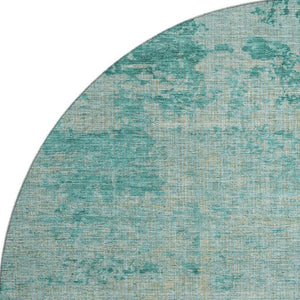 HomeRoots 8' X 10' Stylish Teal and Beige Abstract Washable Area Rug – Durable, UV-Protected, Pet-Friendly! 707549