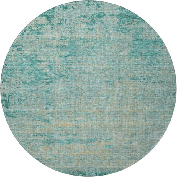 HomeRoots 8' X 10' Stylish Teal and Beige Abstract Washable Area Rug – Durable, UV-Protected, Pet-Friendly! 707549