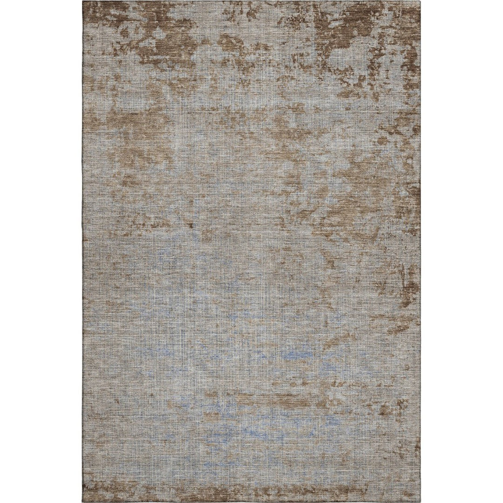 HomeRoots 5' X 8' Washable Taupe & Beige Abstract Area Rug with UV Protection for Modern Home Decor & Durability 707553