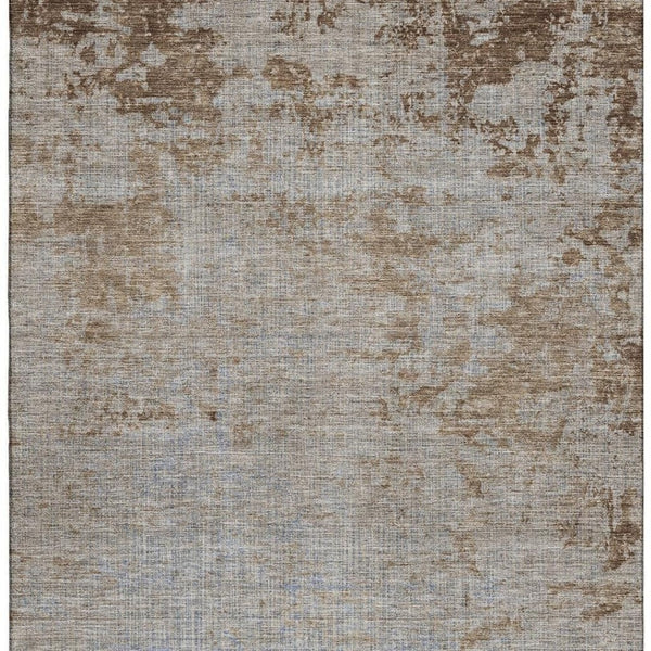HomeRoots 8' Taupe And Beige Washable Round Rug – UV Protected, Stain-Resistant, Perfect for Homes with Kids & Pets 707554