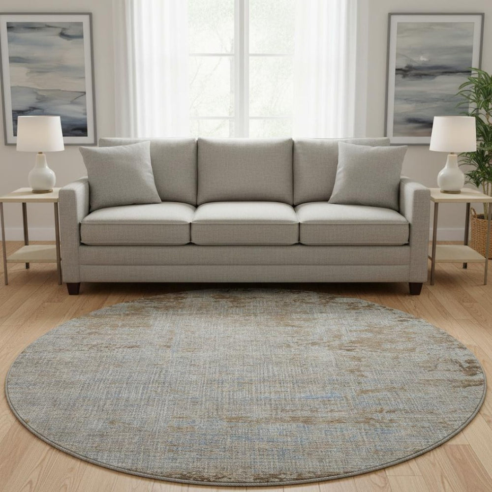 HomeRoots 8' X 10' Washable Taupe & Beige Abstract Area Rug with UV Protection for Homes with Kids & Pets 707555