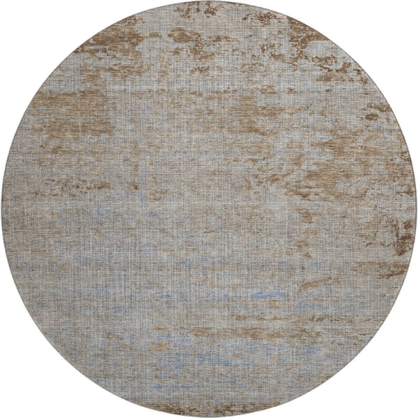 HomeRoots 8' X 10' Washable Taupe & Beige Abstract Area Rug with UV Protection for Homes with Kids & Pets 707555