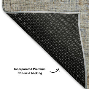 HomeRoots 9' X 12' Taupe and Beige Abstract Area Rug - Washable, UV-Protected, Durable for Homes with Kids & Pets 707556