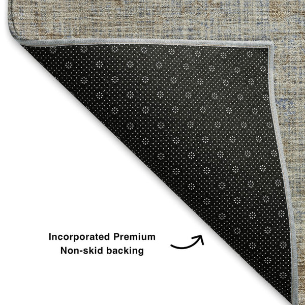 HomeRoots 9' X 12' Taupe and Beige Abstract Area Rug - Washable, UV-Protected, Durable for Homes with Kids & Pets 707556