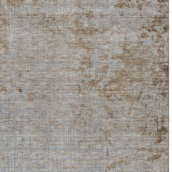 HomeRoots 10' X 14' Taupe and Beige Abstract Area Rug - Washable, UV Protected, Durable for Modern Living Spaces 707557