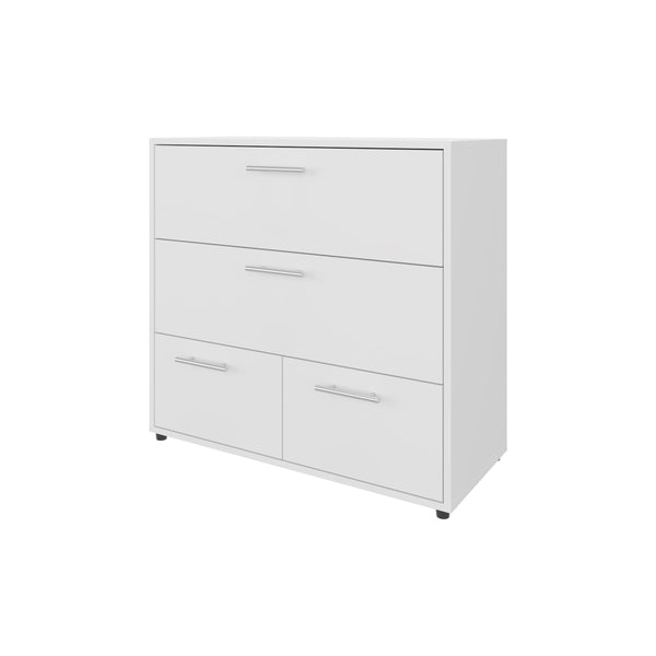 English Elm Oto Modern 4-Drawer Dresser White — Sleek Minimalist Chest with Metal Handles, Durable Storage Solution B128P343783